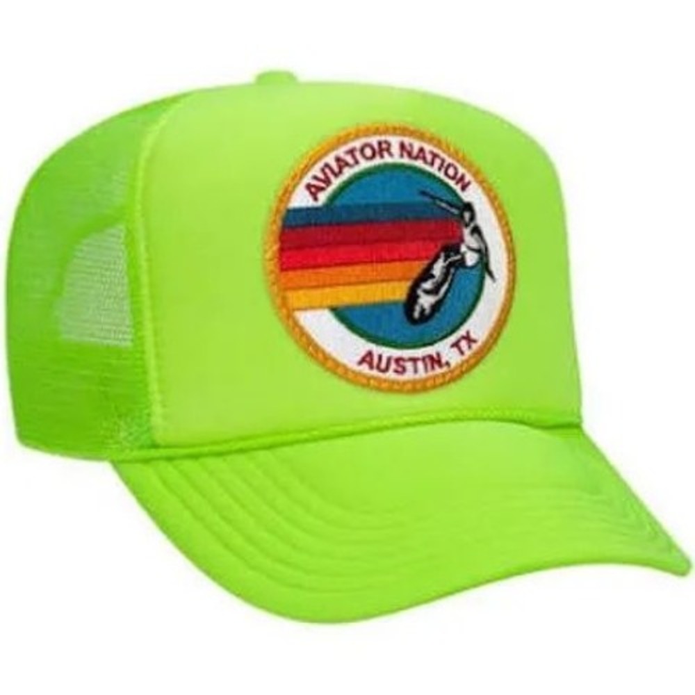 Aviator Nation Neon Green Venice CA Trucker Hat Mesh Snapback One Size